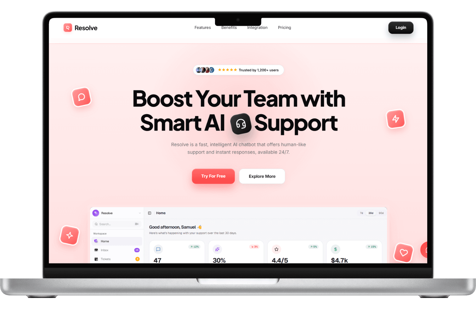 Resolve · AI Support Agent preview